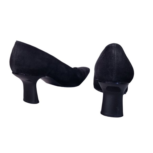 Vintage Square toe Stuart Weitzman black suede high heels size 7.5 - Picture 4 of 8